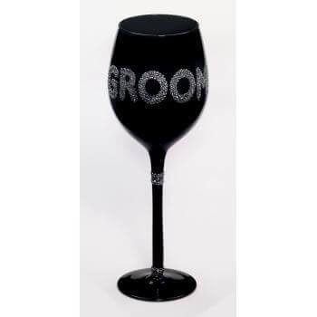 Groom Wine Glass - Black - SKU:F72808 - UPC:721773728082 - Party Expo