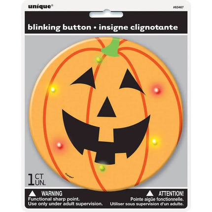 Halloween Happy Pumpkin Blinking Button - Party Expo
