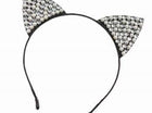 Halloween Midnight Rhinestone & Pearl Cat Ears Headband - SKU:80490 - UPC:721773804908 - Party Expo