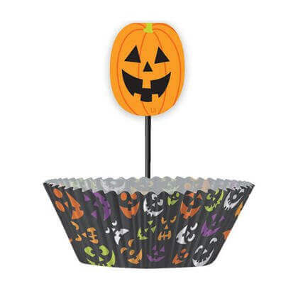 Halloween Pumpkin Faces Cupcake Kits - SKU:91170 - UPC:011179911707 - Party Expo