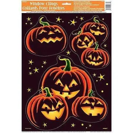 Halloween Pumpkin Grin Window Clings - Party Expo