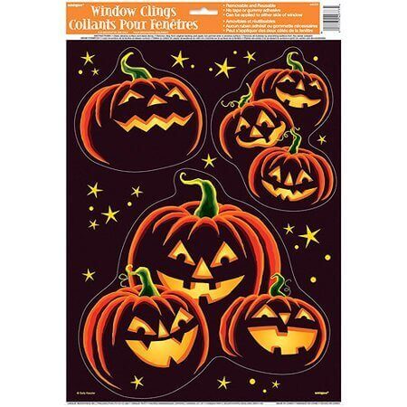 Halloween Pumpkin Grin Window Clings - SKU:40777 - UPC:011179407774 - Party Expo