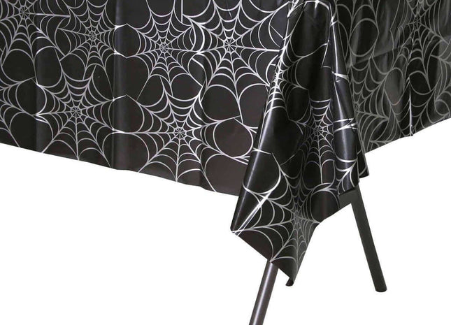 Halloween Silver Web Plastic Tablecover - 54" x 108" - SKU:720511 - UPC:039938078553 - Party Expo