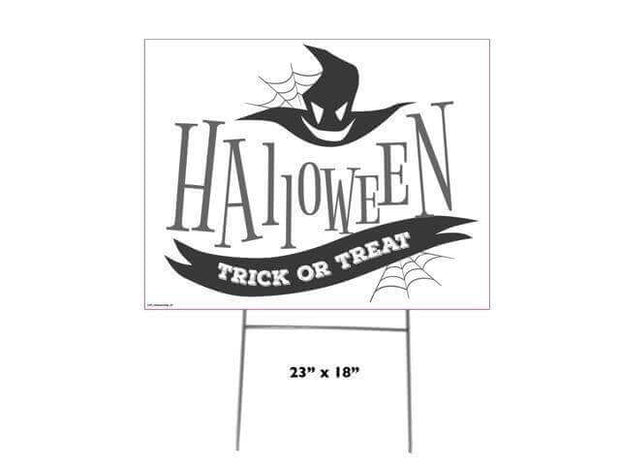 Halloween Trick or Treat Black Yard Sign - 18" x 23" - SKU:3475 - UPC:082033034757 - Party Expo