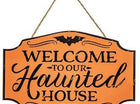 Halloween Welcome Haunted House MDF Wood Wreath Sign - SKU:30106832 - UPC:889092942319 - Party Expo