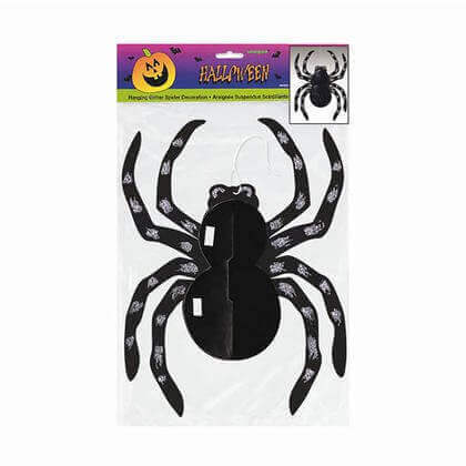 Hanging Glitter Spider Decoration - SKU:87932 - UPC:0011179879328 - Party Expo