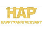 Happy Anniversary Gold Foil Letter Banner - SKU:122592.19 - UPC:013051346416 - Party Expo