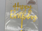 Happy Birthday Cake Topper - Gold - SKU:091216 - UPC:677545151001 - Party Expo