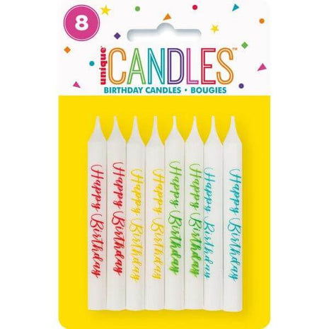 Happy Birthday Candles - Assorted (8ct) - SKU:1952 - UPC:011179019526 - Party Expo