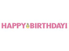 Happy Birthday Decorative Party Banner - Pink & Yellow - SKU:332434 - UPC:039938511401 - Party Expo