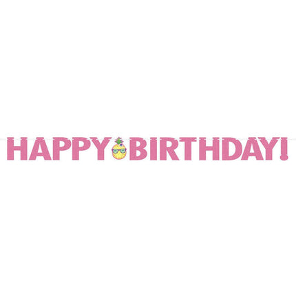 Happy Birthday Decorative Party Banner - Pink & Yellow - SKU:332434 - UPC:039938511401 - Party Expo