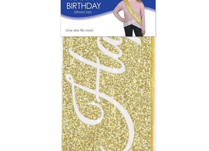 Happy Birthday Glittered Sash - SKU:66037 - UPC:034689097433 - Party Expo