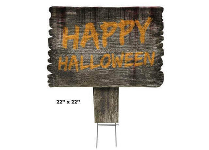 Happy Halloween Faux Wood Yard Sign - 22" x 22" - SKU:3492 - UPC:082033034924 - Party Expo