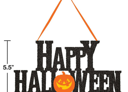 Happy Halloween Glitter Hanging Sign - SKU:331301 - UPC:039938497491 - Party Expo