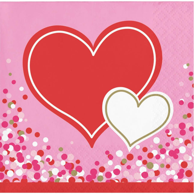 Happy Heart Beverage Napkins (16ct) - SKU:327063 - UPC:039938446895 - Party Expo