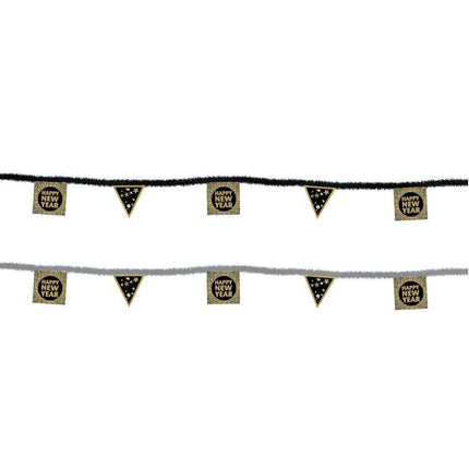 Happy New Year 6ft Garland With 5"H Icons - SKU:GLN112 - UPC:677916853374 - Party Expo