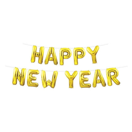 Happy New Year Balloon Streamer - Gold - SKU:80605-GD - UPC:034689212393 - Party Expo