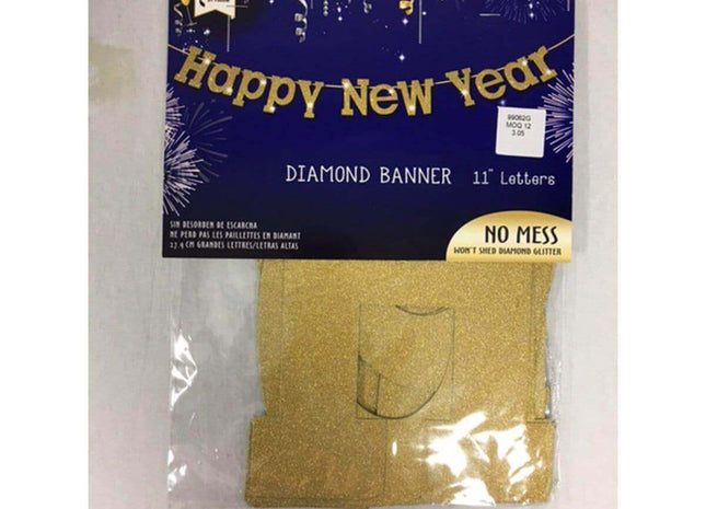 Happy New Year Banner - Gold - SKU:F97282 - UPC:749567972824 - Party Expo