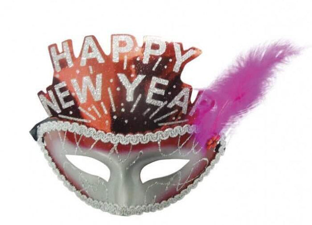 Happy New Year Mask Assortment (Plastic Mask) - SKU:MAK69 - UPC:670533781556 - Party Expo