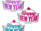 Happy New Year Tiara (Pink Or Blue) 1 piece - SKU:NY-TIARA - UPC:097138691989 - Party Expo