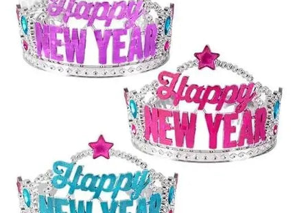 Happy New Year Tiara (Pink Or Blue) 1 piece - SKU:NY-TIARA - UPC:097138691989 - Party Expo