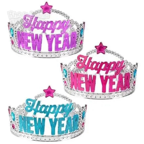 Happy New Year Tiara (Pink Or Blue) 1 piece - SKU:NY-TIARA - UPC:097138691989 - Party Expo