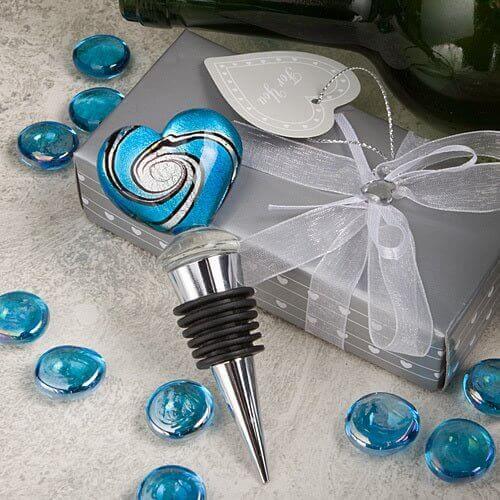 Heart Shaped Murano Glass Bottle Stopper - SKU:2102 - UPC:638054021025 - Party Expo