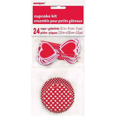 Heart Valentine Cupcake Decorating Kit (24ct) - SKU:62633 - UPC:011179626335 - Party Expo