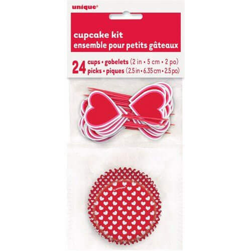 Heart Valentine Cupcake Decorating Kit (24ct) - SKU:62633 - UPC:011179626335 - Party Expo