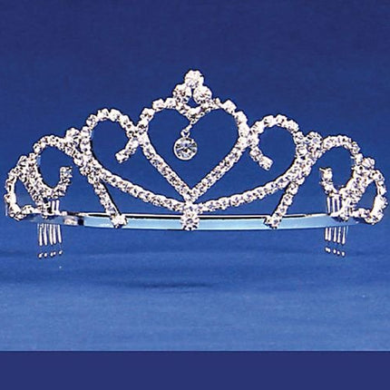 Heart Shaped Tiara with Hanging Jewel - SKU:4828 - UPC:809726074117 - Party Expo