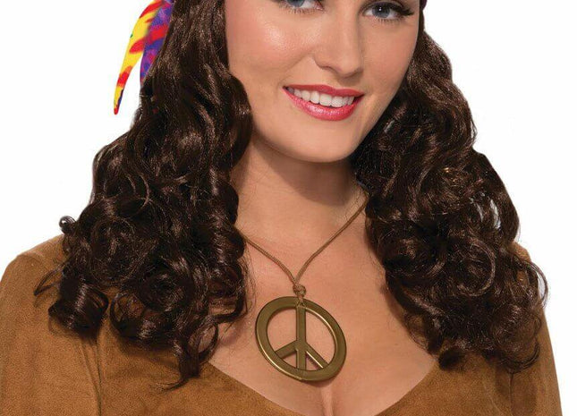 Hippie Head Scarf with attached Wig - SKU:F74505 - UPC:721773745058 - Party Expo