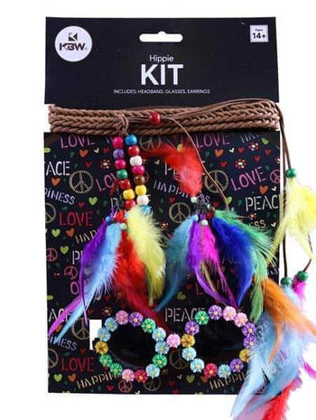 Hippie Kit ( Headband, Glasses, Earrings) - SKU:KIT064 - UPC:831687030765 - Party Expo