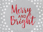 Holiday Sparkle & Shine Silver Merry & Bright Lunch Napkins - SKU:324185 - UPC:039938410438 - Party Expo
