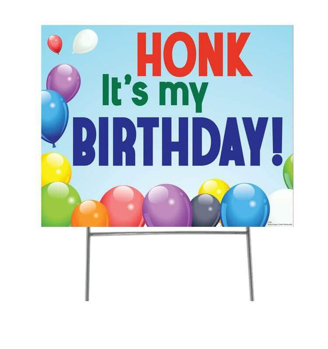 Honk It's My Birthday Yard Sign with half yard stake - SKU:3169 - UPC:082033031695 - Party Expo