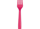 Hot Magenta Plastic Forks - SKU:010476- - UPC:073525183046 - Party Expo