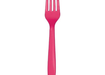 Hot Magenta Plastic Forks - SKU:010476- - UPC:073525183046 - Party Expo