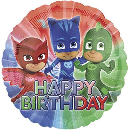 18" PJ Masks Happy Birthday Mylar Balloon #56 - SKU:87568 - UPC:026635346733 - Party Expo