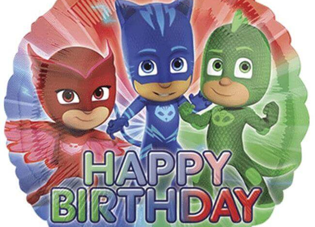 18" PJ Masks Happy Birthday Mylar Balloon #56 - SKU:87568 - UPC:026635346733 - Party Expo