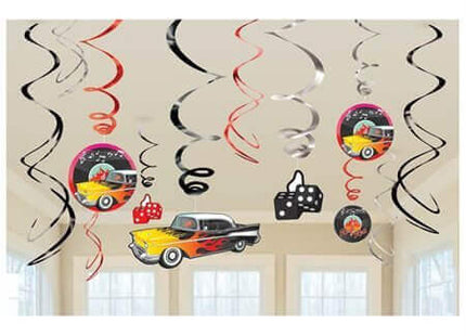 I Love Rock and Roll Classic 50s Hanging Swirl Decorations - SKU:670160 - UPC:013051425692 - Party Expo