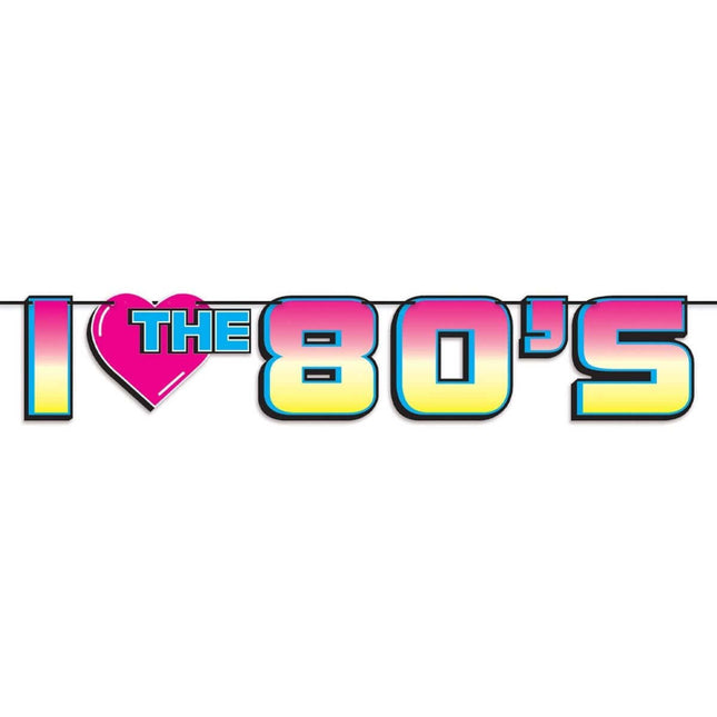 I Love The 80's Banner - SKU:53410 - UPC:034689074496 - Party Expo
