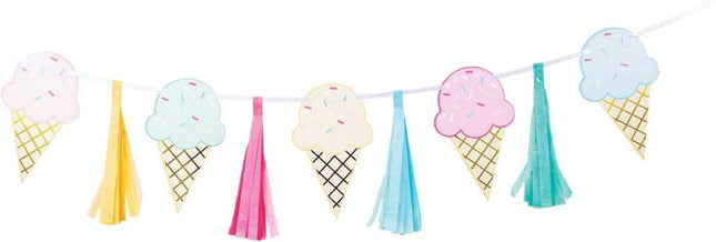 Ice Cream Party Tassel Banner (1ct) - SKU:346416 - UPC:039938719272 - Party Expo