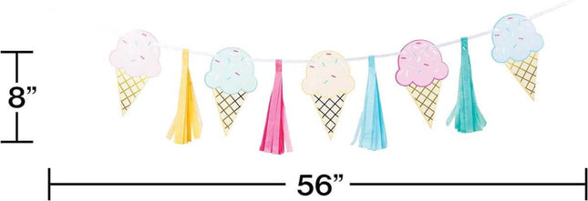 Ice Cream Party Tassel Banner (1ct) - SKU:346416 - UPC:039938719272 - Party Expo