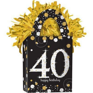 Iridescent Glitter 40th Anniversary Celebration Balloon Weights - SKU:110468 - UPC:013051794514 - Party Expo