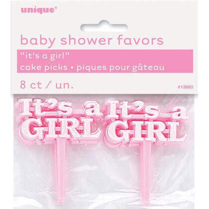 Baby Shower - "It’s A Girl" Pink Cake Picks - SKU:13660 - UPC:011179136605 - Party Expo
