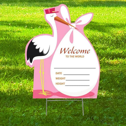 It's A Girl Stork Outdoor Yard Sign - Pink - Party Expo