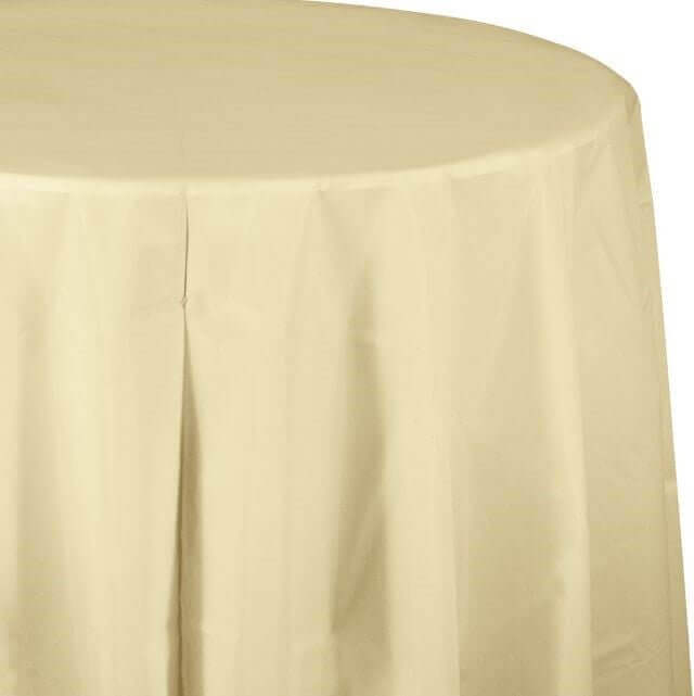 Ivory Oct Round Table Cover - SKU:703264 - UPC:073525813011 - Party Expo