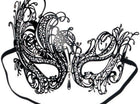 Jewel Metal Masquerade Laser Cut Half Mask - Black - SKU:GP-1857 - UPC:099996045096 - Party Expo