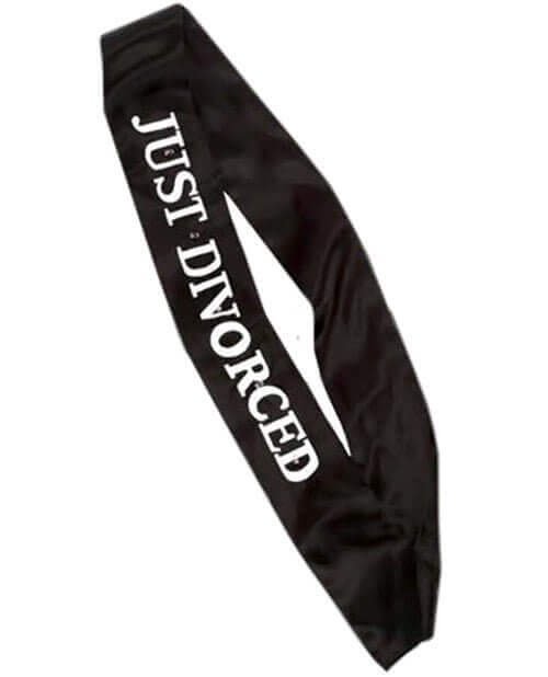 Just Divorced Flashing Black Sash - SKU:AL-JD-FS - UPC:760497009596 - Party Expo