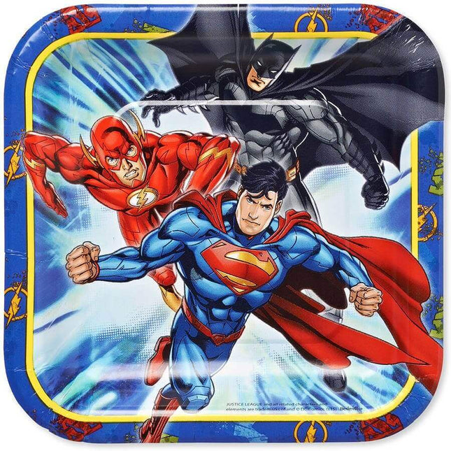 Justice League - 7" Square Dessert Plates (8ct) - SKU:14454 - UPC:013051614454 - Party Expo