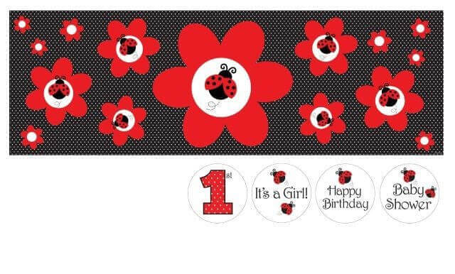 Ladybug Fancy Giant Party Banner W/Stickers - SKU:295019 - UPC:073525975580 - Party Expo
